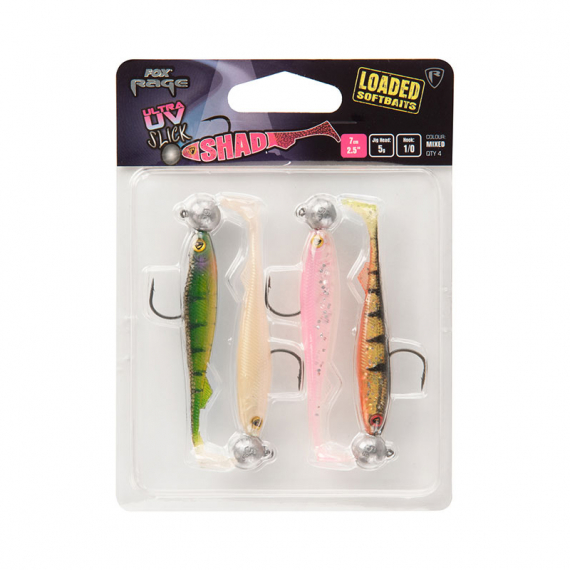 Fox Rage UV Slick Shad Loaded Mix Packs (4-pack) dans le groupe Leurre de la peche / Leurre souple / Jigs pour perches et pour sandres l\'adresse Sportfiskeprylar.se (NMC023r)