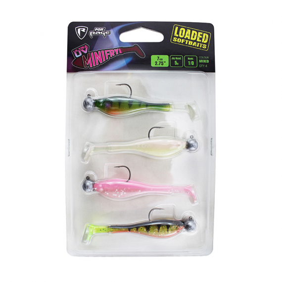 Fox Rage UV Mini Fry Loaded Mix Pack 7cm 5g 1/0 dans le groupe Leurre de la peche / Leurre souple / Jigs pour perches et pour sandres l\'adresse Sportfiskeprylar.se (NMC026)