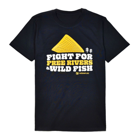 Frödin \'Free Rivers & Wild Fish\' Heavyweight T-Shirt - Black dans le groupe Habits et chaussures / Habits / T-shirts l\'adresse Sportfiskeprylar.se (OT-FRHLr)