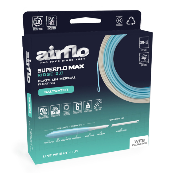 Airflo Superflo Max Ridge 2.0 Flats Universal Floating Fly Line dans le groupe Lignes de pêche / Lignes de pêche à la mouche / Soies une main l\'adresse Sportfiskeprylar.se (SMR-FU-WF6F-SK-CLr)