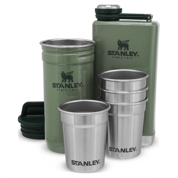 Stanley The Pre-Party Shotglass + Flask Set - Hammertone Green dans le groupe Loisirs en plein air / Cuisines camping et ustensiles / Tasses et mugs / Tasses l\'adresse Sportfiskeprylar.se (ST1001883034)