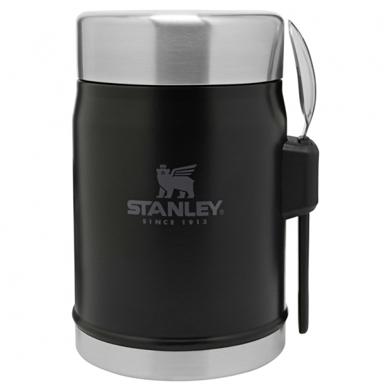 Stanley The Legendary Food Jar + Spork 400ml - Matte Black dans le groupe Loisirs en plein air / Cuisines camping et ustensiles / Lunchbox et pots hermétiques / Pots hermétiques l\'adresse Sportfiskeprylar.se (ST1009382005)