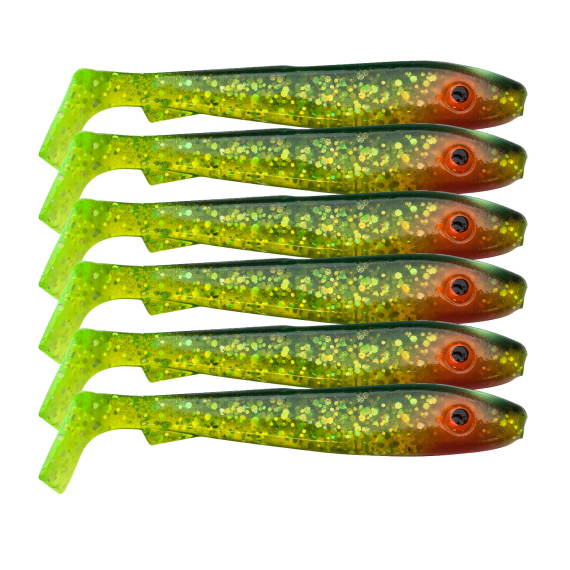 SvartZonker McRubber Bass 8cm (6-pack) - C19 Black n\' Chartreuse dans le groupe Leurre de la peche / Leurre souple / Jigs pour perches et pour sandres l\'adresse Sportfiskeprylar.se (SZ100172)