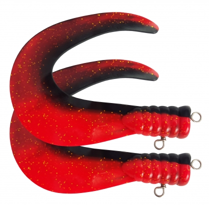 SvartZonker Big Tail (2-pack) - C15 Black/Fl.Red dans le groupe Leurres de pêche / Leurre souple / Tails de rechange l\'adresse Sportfiskeprylar.se (SZ101115)