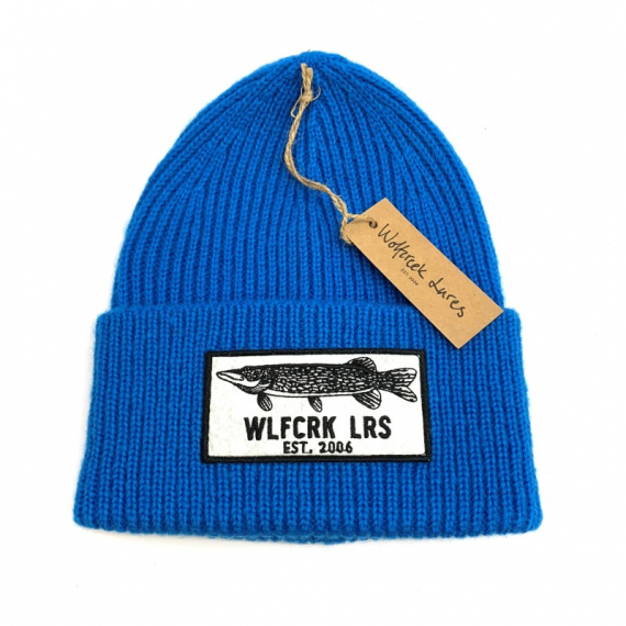 Wolfcreek Pike Patch Knitted Beanie - Blue dans le groupe Habits et chaussures / Chapeau de peche, casquette peche / Bérets et chapeaux l\'adresse Sportfiskeprylar.se (WCL-05-BEANIE-03-BLUE)