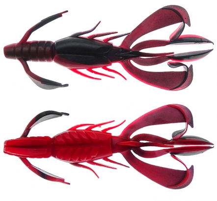 PerchFight Crayfish 4.4\'\' 5-Pack , Red And Black dans le groupe Leurres / Leurres souples / écrevisses et créatures / écrevisses l\'adresse Sportfiskeprylar.se (Z-PC44-RB)