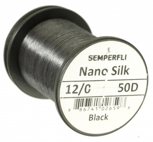 Semperfli Nano Silk 12/0 50D - Black dans le groupe Hameçons et terminal tackle / Fabrication mouche / Matériel fabrication mouche / Fil pour mouches l\'adresse Sportfiskeprylar.se (nano-blkr)