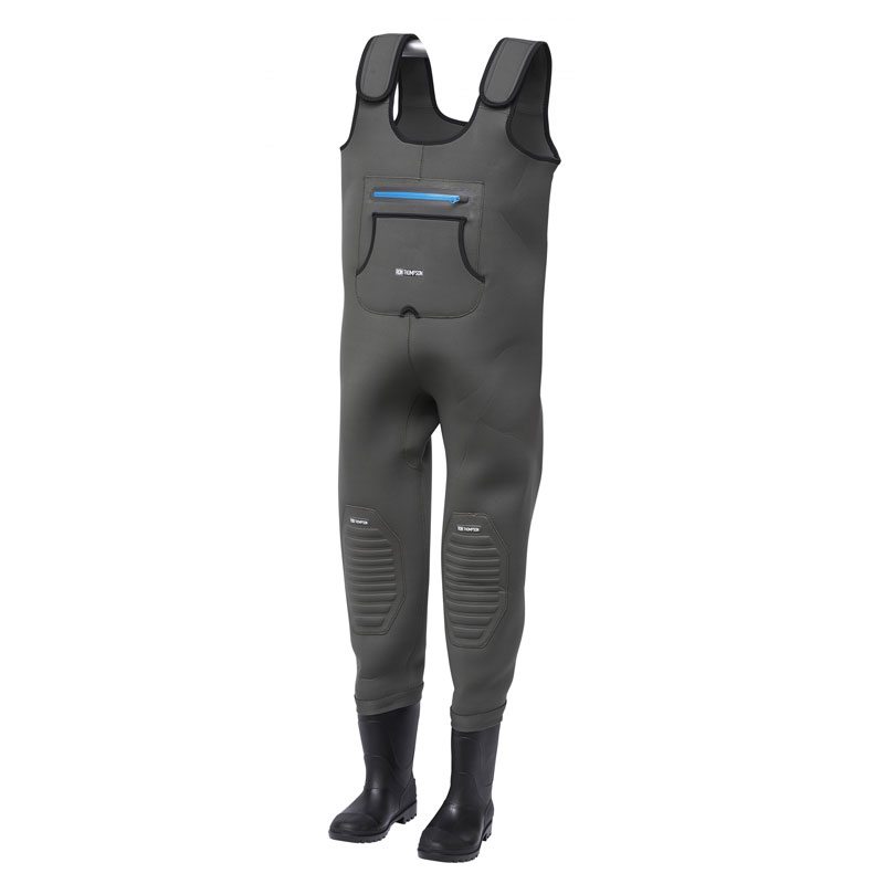 Cuissardes PĂȘche NĂ©oprĂšne Dam Break-Point - Bottes IntĂ©grĂ©es Semelle Crampons - Taille 44/45 - 4mm ImpermĂ©able - Pour PĂȘche En RiviĂšre