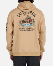 Salty Crew Fishing Charters Hooded Fleece Sandstone