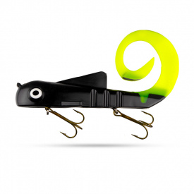 Musky Innovations Bull Dawg Magnum 12''/30,5cm, 226g - Black/Clear Chart Glitter Tail